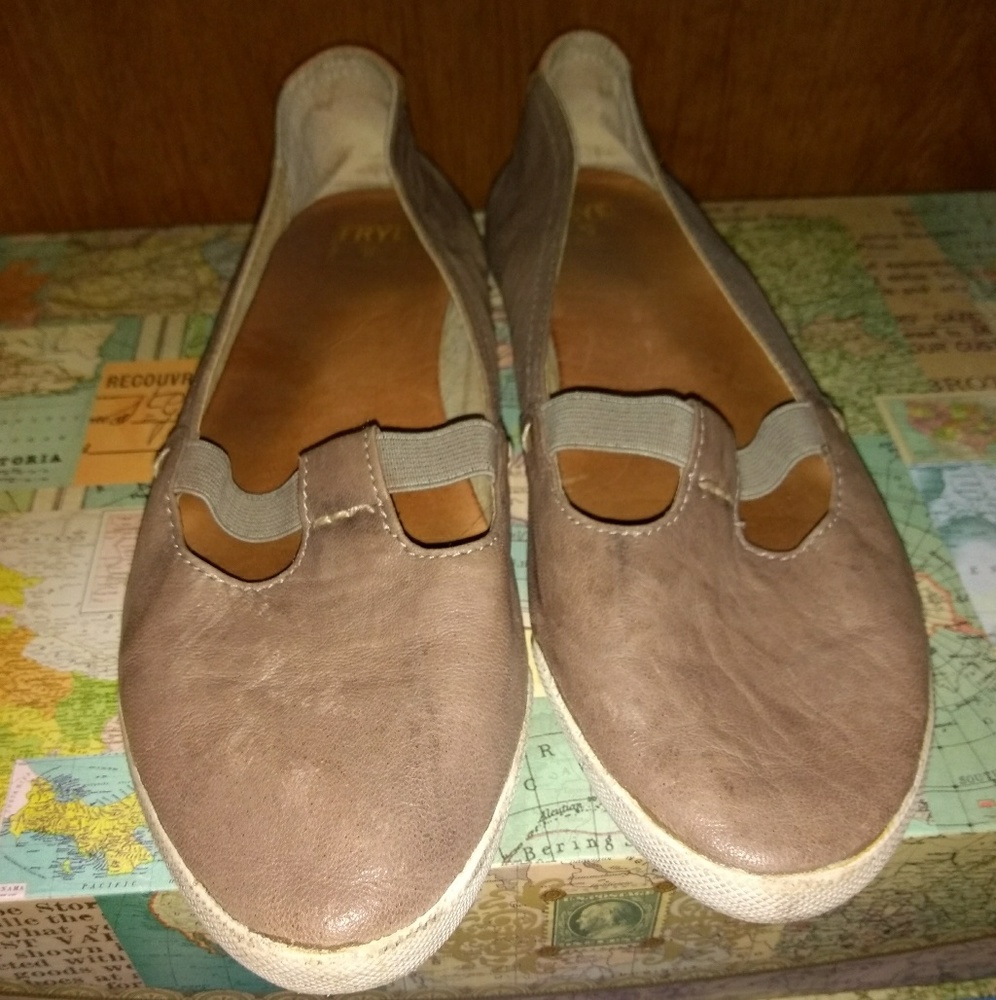 Taupe t-strap flats